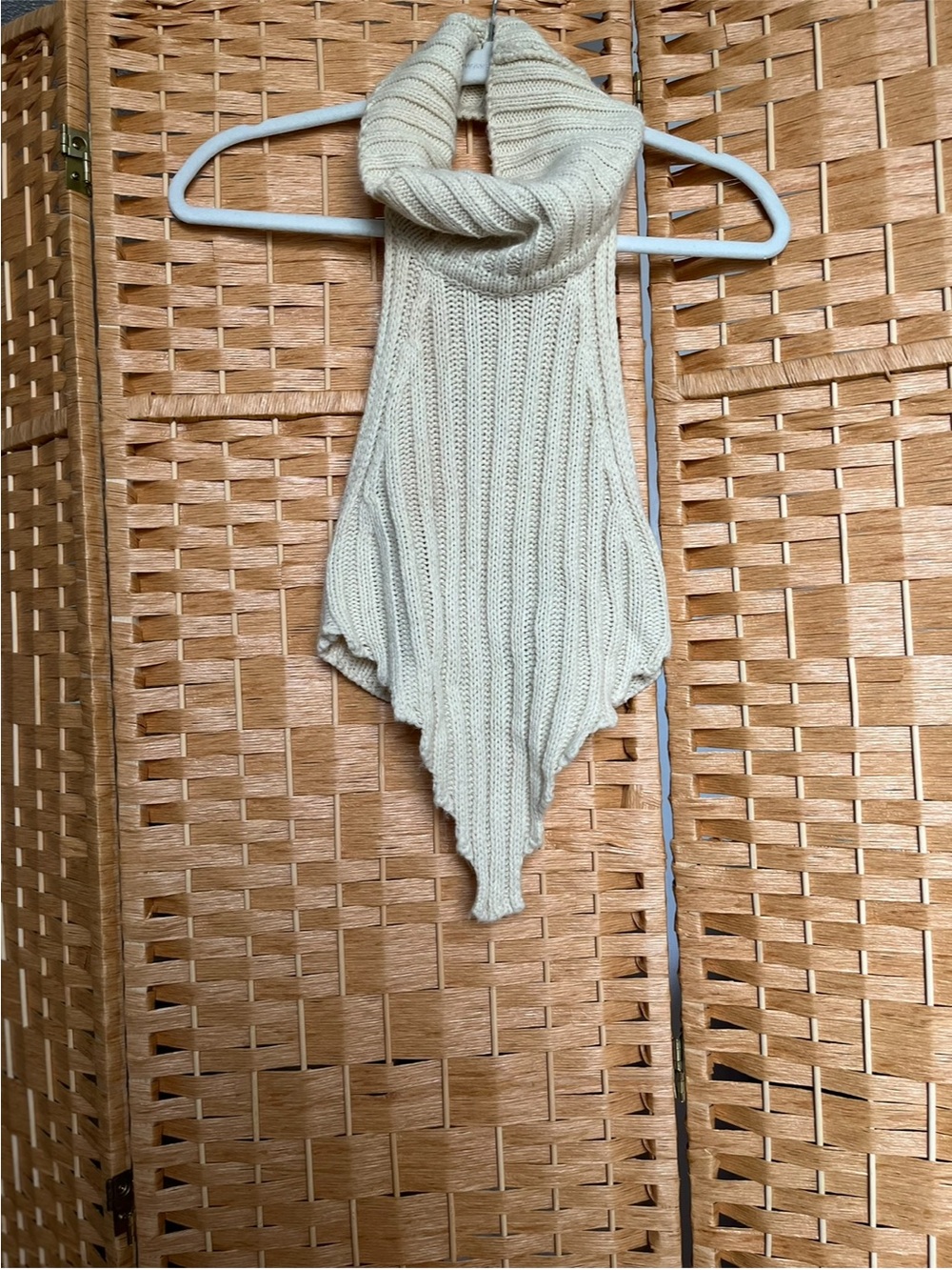 Local European Cream Ribbed Knit Halter